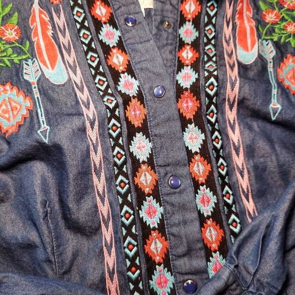 Home Folk Floral Aztec Embroidered Denim Shirt - Picture 8 of 8